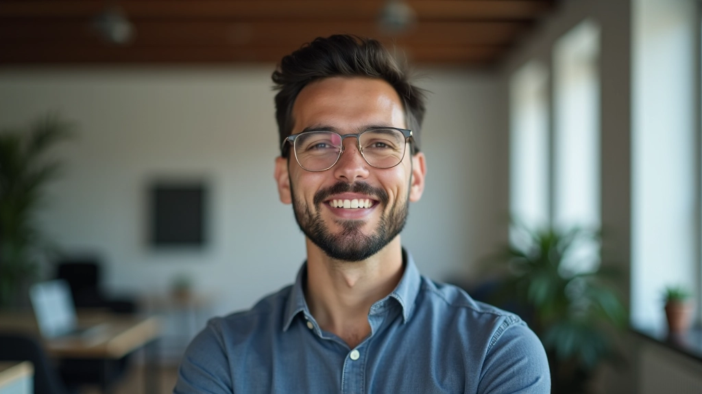 Esperto di design thinking e innovazione, ritratto professionale in ambiente creativo