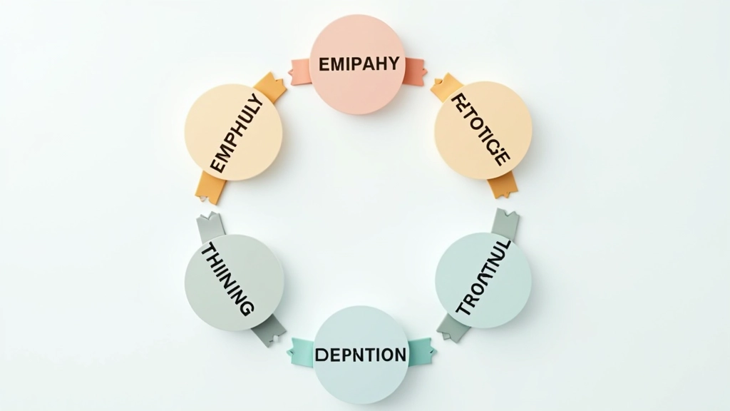 Schema delle cinque fasi del design thinking: empatia, definizione, ideazione, prototipazione e testing
