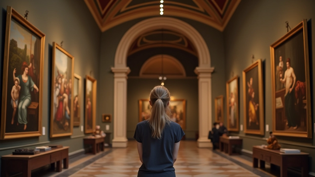 Galleria d'arte italiana con architettura rinascimentale e opere maestose